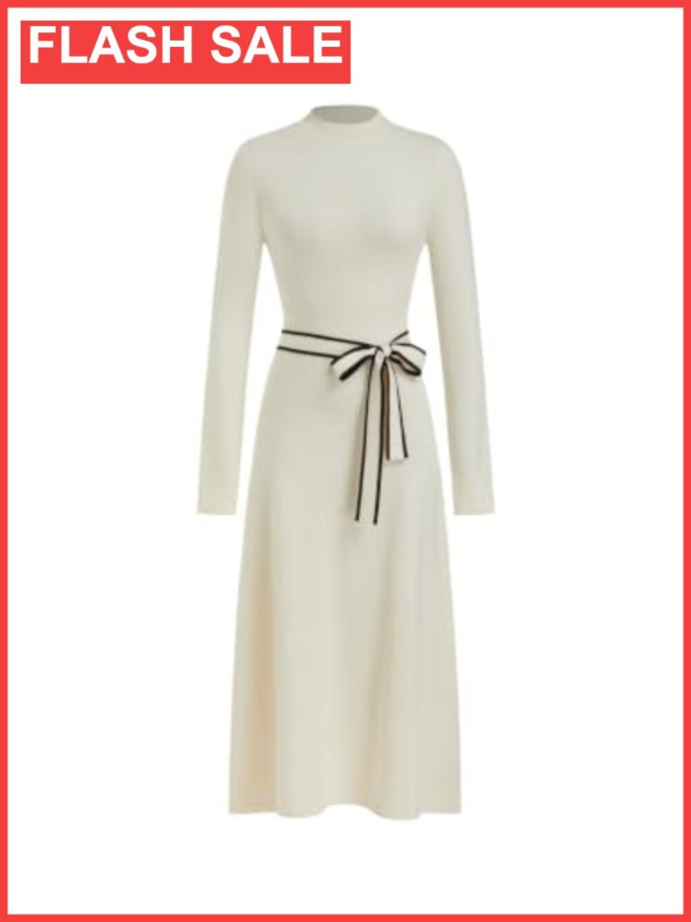 Turtleneck Sweater Dress Tie Waist Long Sleeve Maxi Work Dress